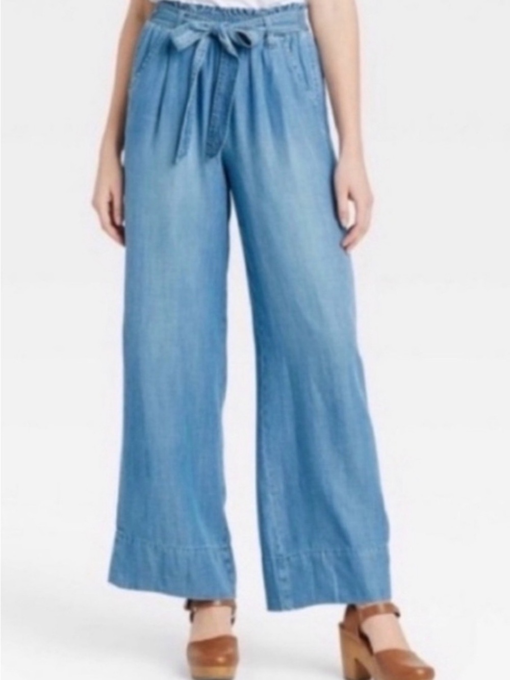 Knox Rose Light Wash Wide-Leg Tie-Waist Jeans for Women